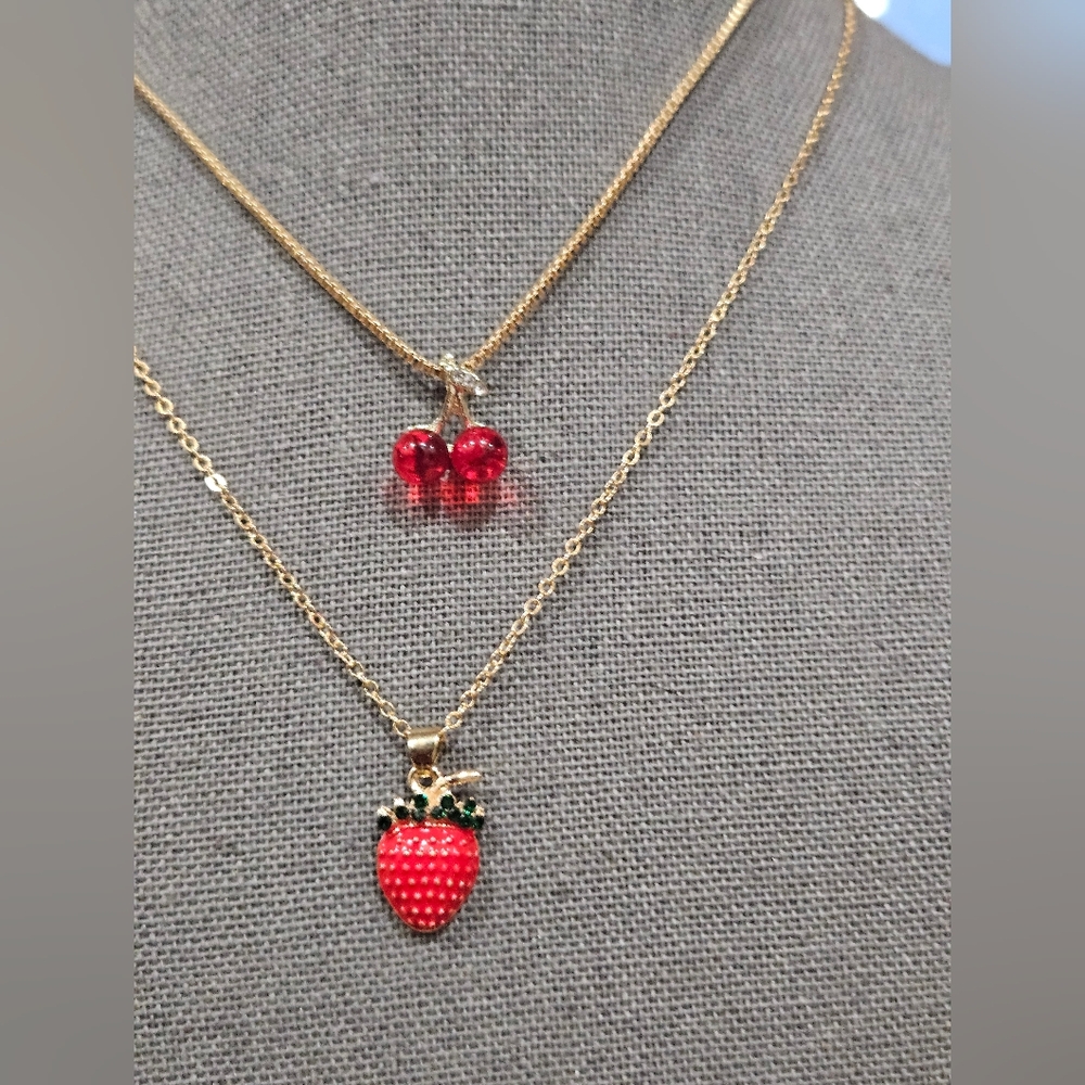 Strawberry/Cherry Pendant Necklace